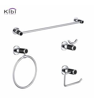 KIBI USA C-KBA11-4CB Abaco 4 - Piece Bathroom Hardware Set Chrome Black