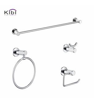 KIBI USA C-KBA11-4CW Abaco 4 - Piece Bathroom Hardware Set Chrome White