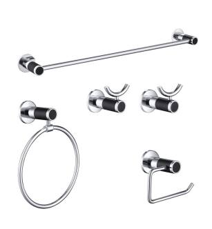 KIBI USA C-KBA11-5CB Abaco 5 - Piece Bathroom Hardware Set Chrome Black