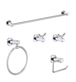 KIBI USA C-KBA11-5CW Abaco 5 - Piece Bathroom Hardware Set Chrome White