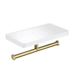 KIBI USA KBA1208BG Bathroom Brushed Gold Hardware Accessory Wall Mounted Tissue Holder with Shelf