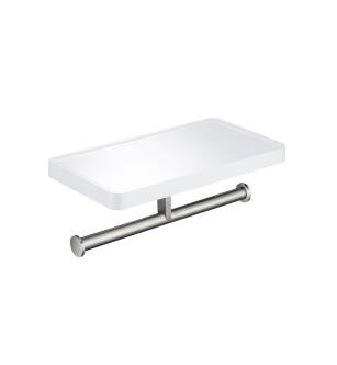 KIBI USA KBA1208BN Bathroom Brushed Nickel Hardware Accessory Wall Mounted Tissue Holder with Shelf