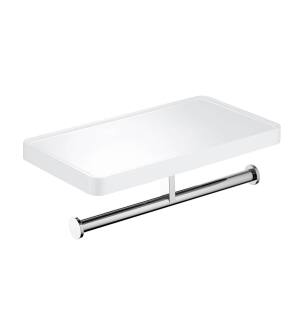 KIBI USA KBA1208CH Bathroom Chrome Hardware Accessory Wall Mounted Tissue Holder with Shelf