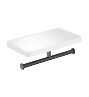 KIBI USA KBA1208MB Bathroom Matte Black Hardware Accessory Wall Mounted Tissue Holder with Shelf