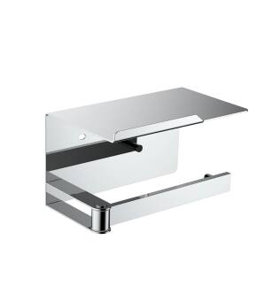 KIBI USA KBA1209CH Chrome Bathroom Hardware Accessory Wall Mounted Tissue Holder with Shelf