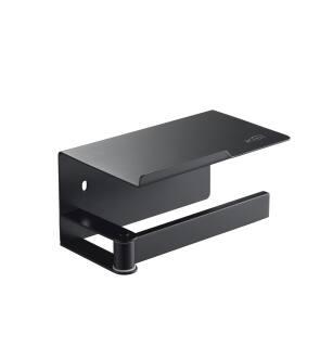 KIBI USA KBA1209MB Matte Black Bathroom Hardware Accessory Wall Mounted Tissue Holder with Shelf