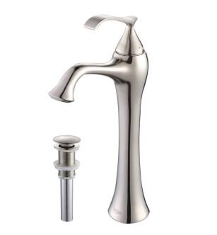 Kraus KEF-15000-PU15BN Exquisite 12 5/8" Single Handle Vessel Bathroom Faucet with Pop-Up Drain in Brushed Nickel