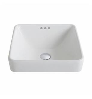 Kraus KCR-281 Elavo 16 1/4" White Ceramic Square Semi-Recessed Bathroom Sink with Overflow
