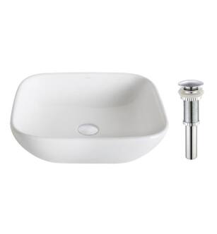 Kraus KCV-127 Elavo 18 1/8" Soft Square Ceramic Vessel Bathroom Sink