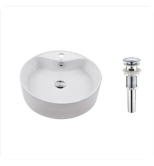 Kraus KCV-142 White Ceramic 18 1/4" Round Single Bowl Vessel Bathroom Sink