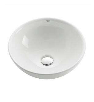 Kraus KCV-141 White Ceramic 15 3/4" Round Single Bowl Vessel Bathroom Sink