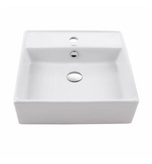 Kraus KCV-150 White Ceramic 18 1/2" Square Single Bowl Vessel Bathroom Sink