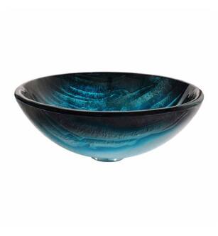Kraus GV-399-19MM Nature 17" Single Bowl Ladon Tempered Glass Vessel Bathroom Sink in Blue