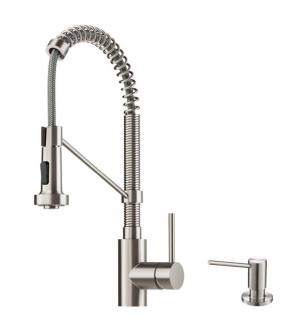 Kraus KPF-1610 Bolden 18" Single Handle Pull-Down Kitchen Faucet with Dual Function Spray Head and Soap Dispenser