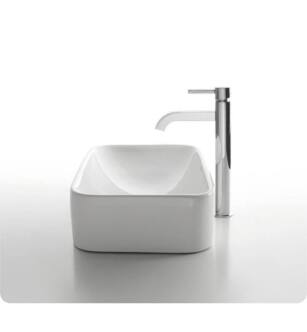 Kraus C-KCV-122-1007 White Ceramic 19 1/4" Rectangular Single Bowl Vessel Bathroom Sink with Ramus Faucet