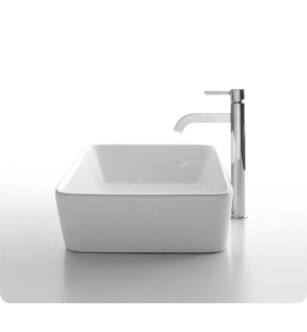 Kraus C-KCV-121-1007 White Ceramic 18 3/4" Rectangular Single Bowl Vessel Bathroom Sink with Ramus Faucet
