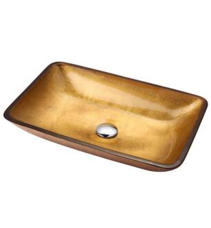 Kraus GVR-210-RE Golden Pearl 21 7/8" Glass Rectangular Single Bowl Vessel Bathroom Sink in Gold