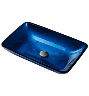 Kraus GVR-204-RE Galaxy Blue 21 7/8" Irruption Glass Rectangular Single Bowl Vessel Bathroom Sink