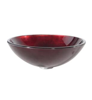 Kraus GV-200 Galaxy Red 17" Irruption Glass Round Single Bowl Vessel Bathroom Sink