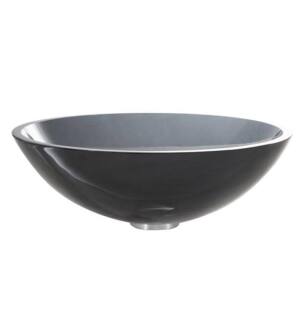 Kraus GV-104 Clear Black 17" Glass Round Single Bowl Vessel Bathroom Sink in Black