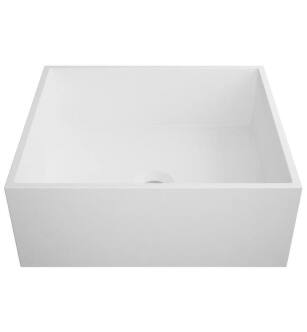 Kraus KSV-5MW Natura 16 3/4" Solid Surface Stone Nano Coating Vessel Square Bathroom Sink in Matte White
