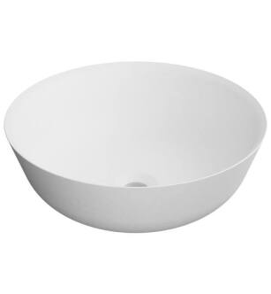 Kraus KSV-6MW Natura 16 3/8" Solid Surface Stone Nano Coating Vessel Round Bathroom Sink in Matte White