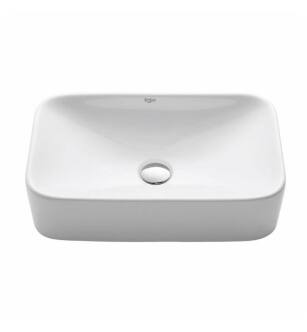 Kraus KCV-122 White Ceramic 19 1/4" Rectangular Single Bowl Vessel Bathroom Sink