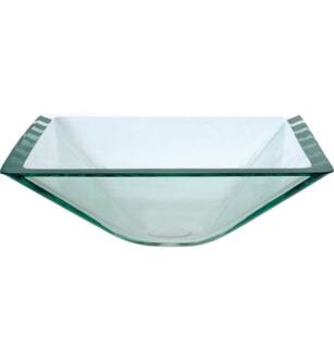 Kraus GVS-901-19MM Clear 16 1/2" Aquamarine Glass Square Single Bowl Vessel Bathroom Sink