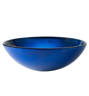 Kraus GV-204 Galaxy Blue 17" Irruption Glass Round Single Bowl Vessel Bathroom Sink