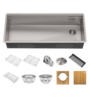 Kraus KWU120-45 Kore 45" Single Bowl Undermount Workstation Stainless Steel Rectangular Kitchen Sink