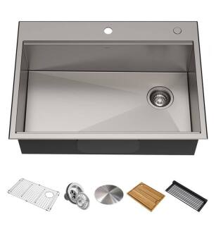Kraus KWT311-25 Kore 25" Single Bowl Drop-In/Undermount Stainless Steel Rectangular Kitchen Sink