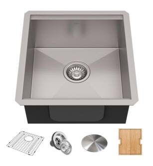 Kraus KWU111-17 Kore 17" Stainless Steel Single Bowl Workstation Undermount Kitchen Sink
