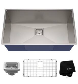 Kraus KHU32 Pax 31 1/2" Single Bowl Undermount Stainless Steel Rectangular Kitchen Sink