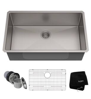 Kraus KHU100-32 32" Single Bowl Undermount Stainless Steel Rectangular Kitchen Sink