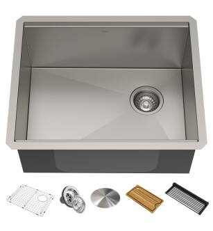 Kraus KWU111-23 Kore 23" Single Bowl Undermount Workstation Stainless Steel Rectangular Kitchen Sink