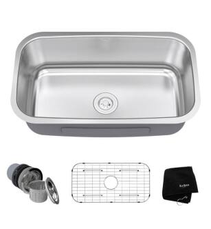 Kraus KBU14 31 1/2" Single Bowl Undermount Stainless Steel Rectangular Kitchen Sink