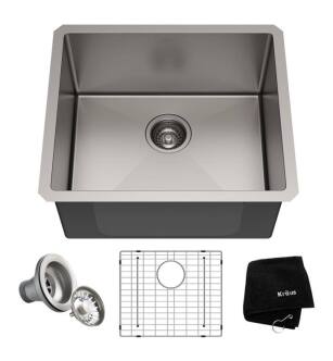 Kraus KHU101-21 Standart Pro 21" Single Bowl Undermount Stainless Steel Square/Rectangular Kitchen Sink