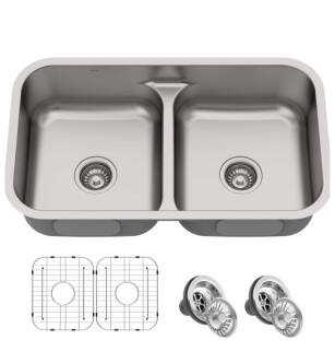 Kraus KBU32 Premier 32" Double Bowl Undermount Stainless Steel Rectangular Kitchen Sink