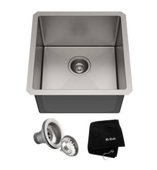 Kraus KHU101-17 Standart Pro 17" Single Bowl Undermount Stainless Steel Square Kitchen Sink
