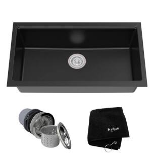 Kraus KGU-413B 30 1/2" Single Bowl Undermount Granite Composite Rectangular Kitchen Sink