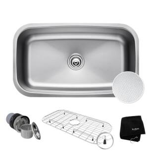 Kraus KBU14E Outlast MicroShield 31 1/2" Single Bowl Undermount Stainless Steel Rectangular Kitchen Sink