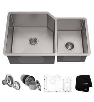 Kraus KHU123-32 32" Double Bowl Undermount Stainless Steel Rectangular Kitchen Sink