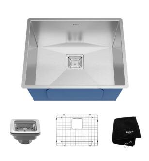 Kraus KHU23 Pax 22 1/2" Single Bowl Undermount Stainless Steel Rectangular Kitchen Sink