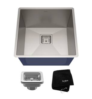 Kraus KHU19 Pax 18 1/2" Single Bowl Undermount Stainless Steel Square Bar Kitchen Sink