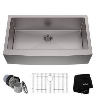 Kraus KHF200-36 35 7/8" Single Bowl Farmhouse/Apron Front Stainless Steel Rectangular Kitchen Sink