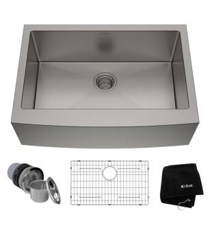 Kraus KHF200-30 29 3/4" Single Bowl Farmhouse/Apron Front Stainless Steel Rectangular Kitchen Sink
