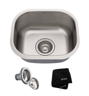 Kraus KBU17 15 1/8" Single Bowl Undermount Stainless Steel Rectangular Bar Kitchen Sink