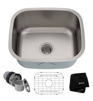 Kraus KBU11 20 3/4" Single Bowl Undermount Stainless Steel Square Kitchen Sink