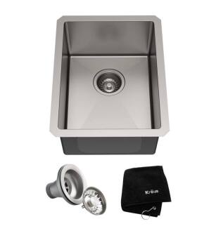 Kraus KHU101-14 Standart Pro 14" Single Bowl Undermount Stainless Steel Square/Rectangular Kitchen Sink