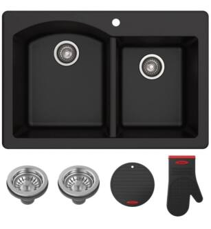 Kraus KGD-50 Forteza™ 33” Dual Mount 60/40 Double Bowl Granite Kitchen Sink